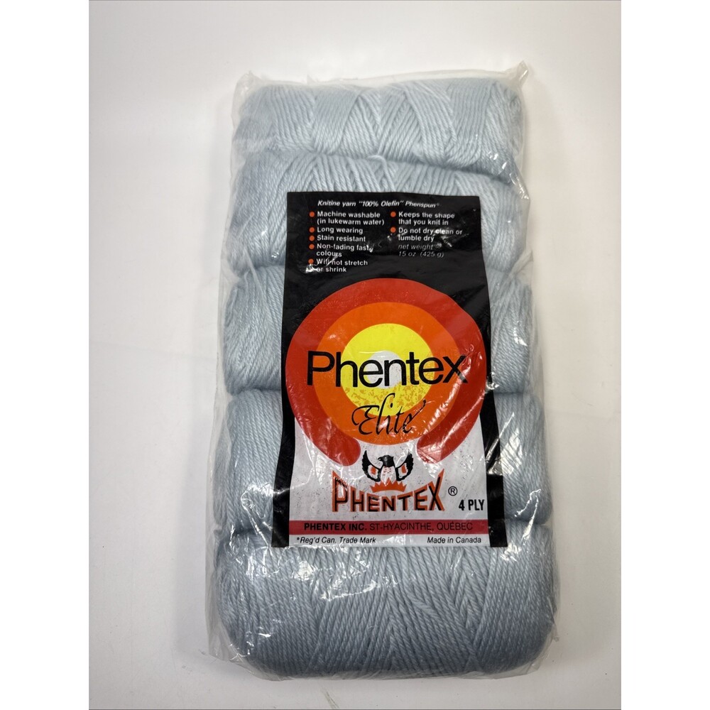 Vtg Phentex Elite 4 Ply Baby Blue 100% Olefin Yarn 15oz 425g New K3